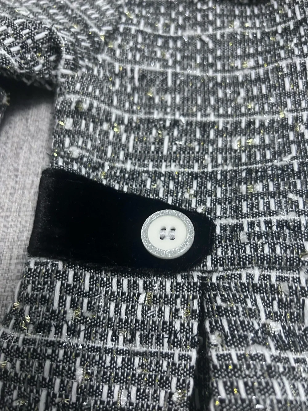 Blueberi Gold Black Velvet Trim Tweed Coat Size 3T. NWT